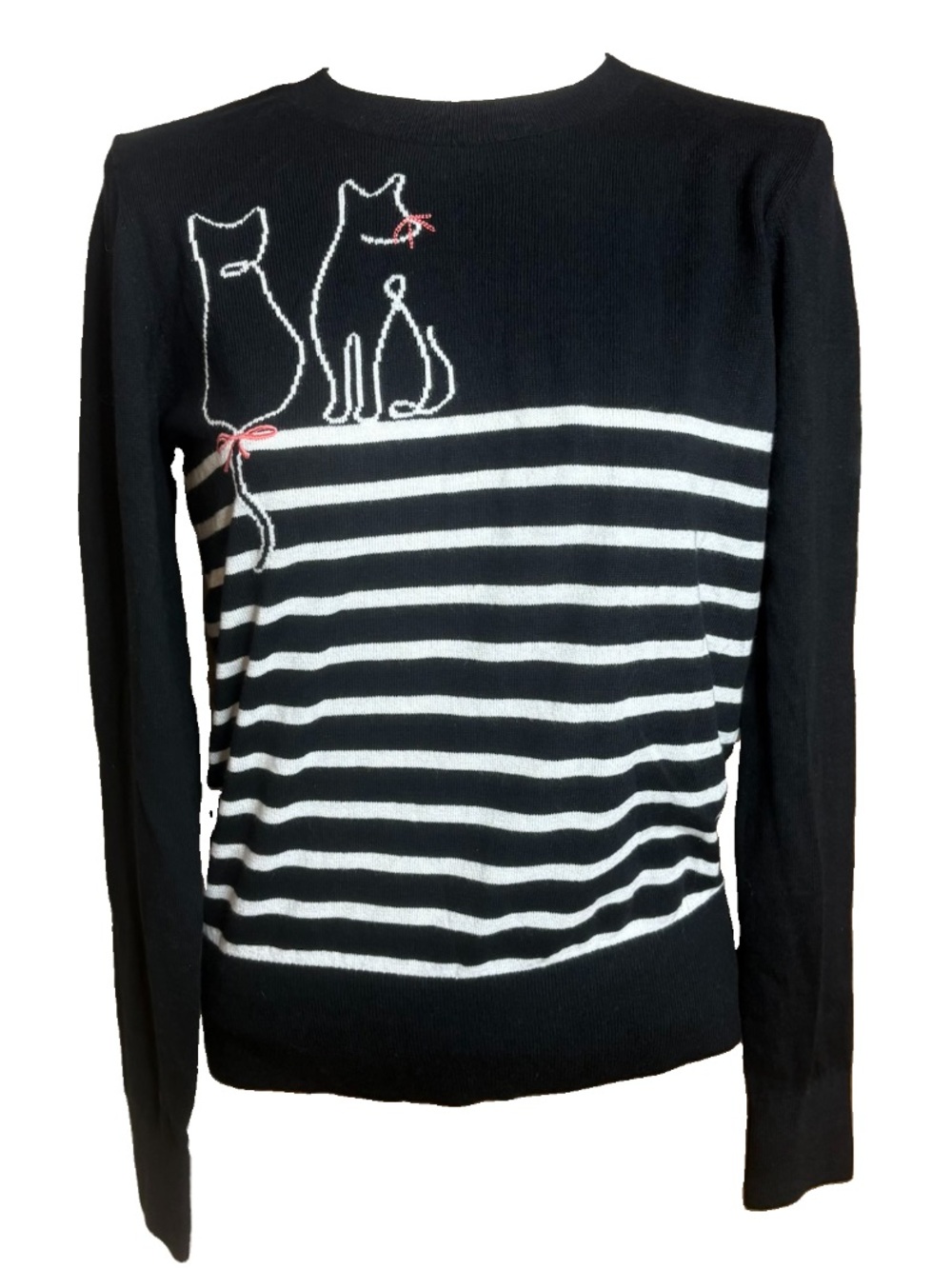 NWT Loft Black Striped Cat Sweater